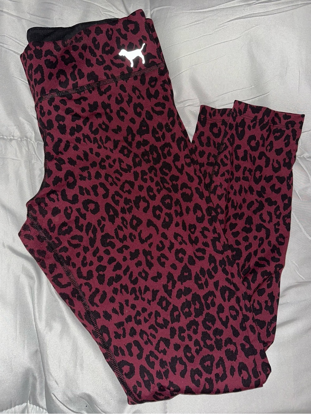 Y2K Vintage PINK Victoria's Secret Yoga Leggings Mid RiseLeopard Burgundy Black